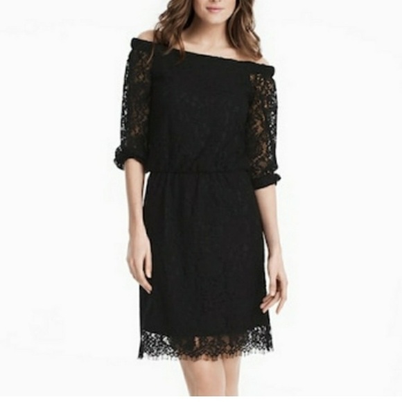 WHBM Black Lace Cocktail Dress Sz 8 EUC - Picture 1 of 8
